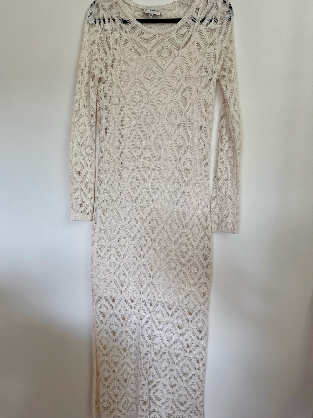 Freshman 1996 Ivory Crochet Knit Maxi Dress Size L